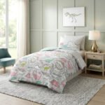 Kids Dinosaur Duvet Cover Set – Mint Green/Grey
