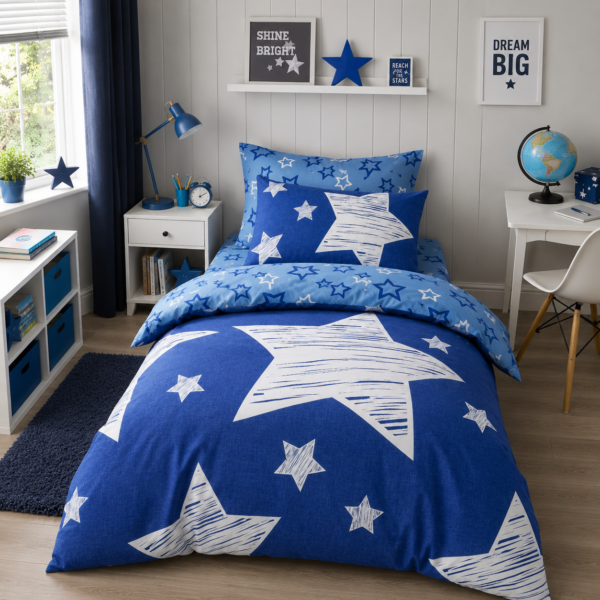 Modern Kids Star Duvet Cover Set - Navy