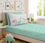 Kids Dinosaur Sheet Cover Set - Mint Green/Grey