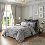 Damask Duvet Cover Set Grey