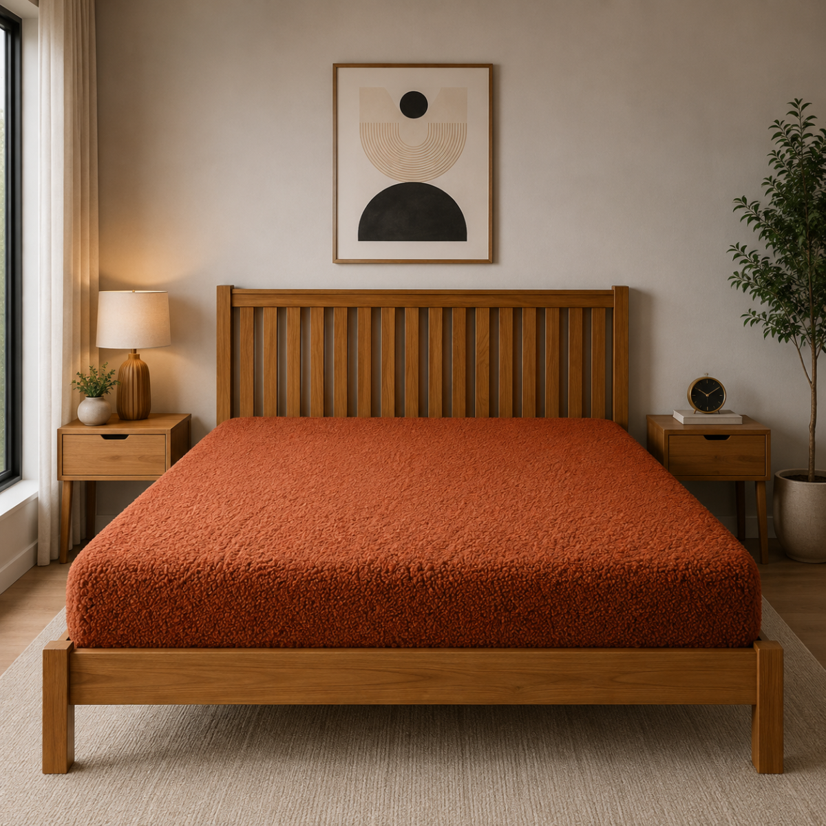 Ultra Soft Teddy Fitted Sheet - Burnt Orange