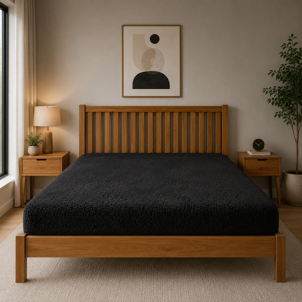Ultra Soft Teddy Fitted Sheet - Black