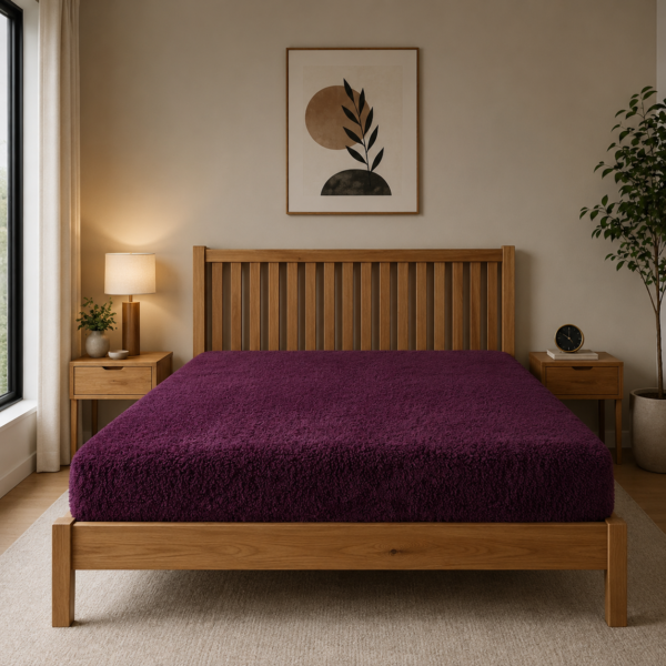 Ultra Soft Teddy Fitted Sheet - Aubergine