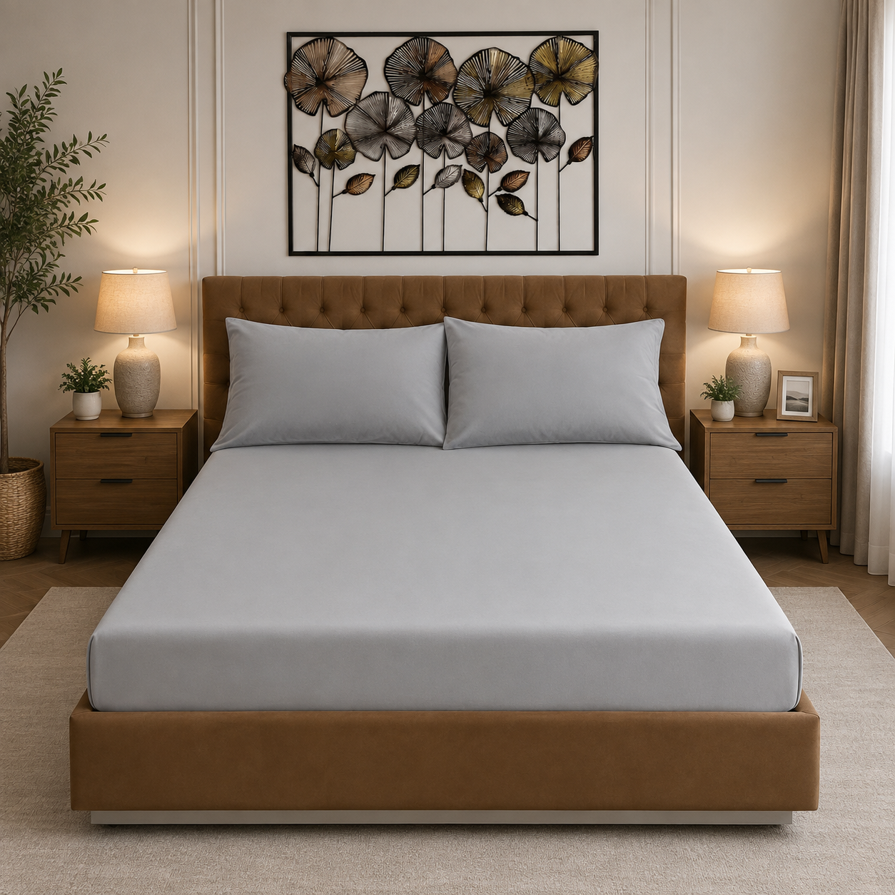 1 Deep Fitted Sheet Grey