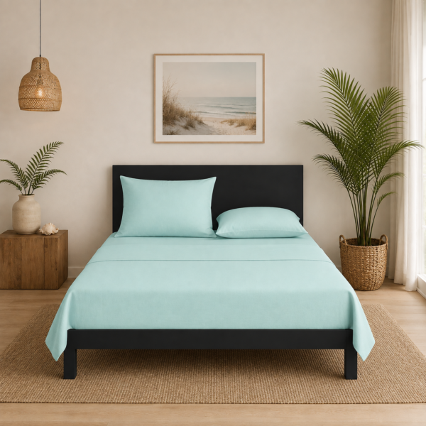 Super Soft Breathable Flat Bed Sheet - Aqua