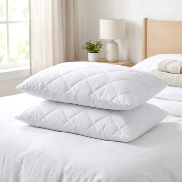 Quilted Anti Allergy Pillow Protector - White
