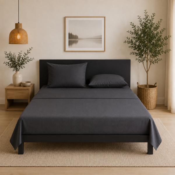 Super Soft Breathable Flat Bed Sheet - Charcoal