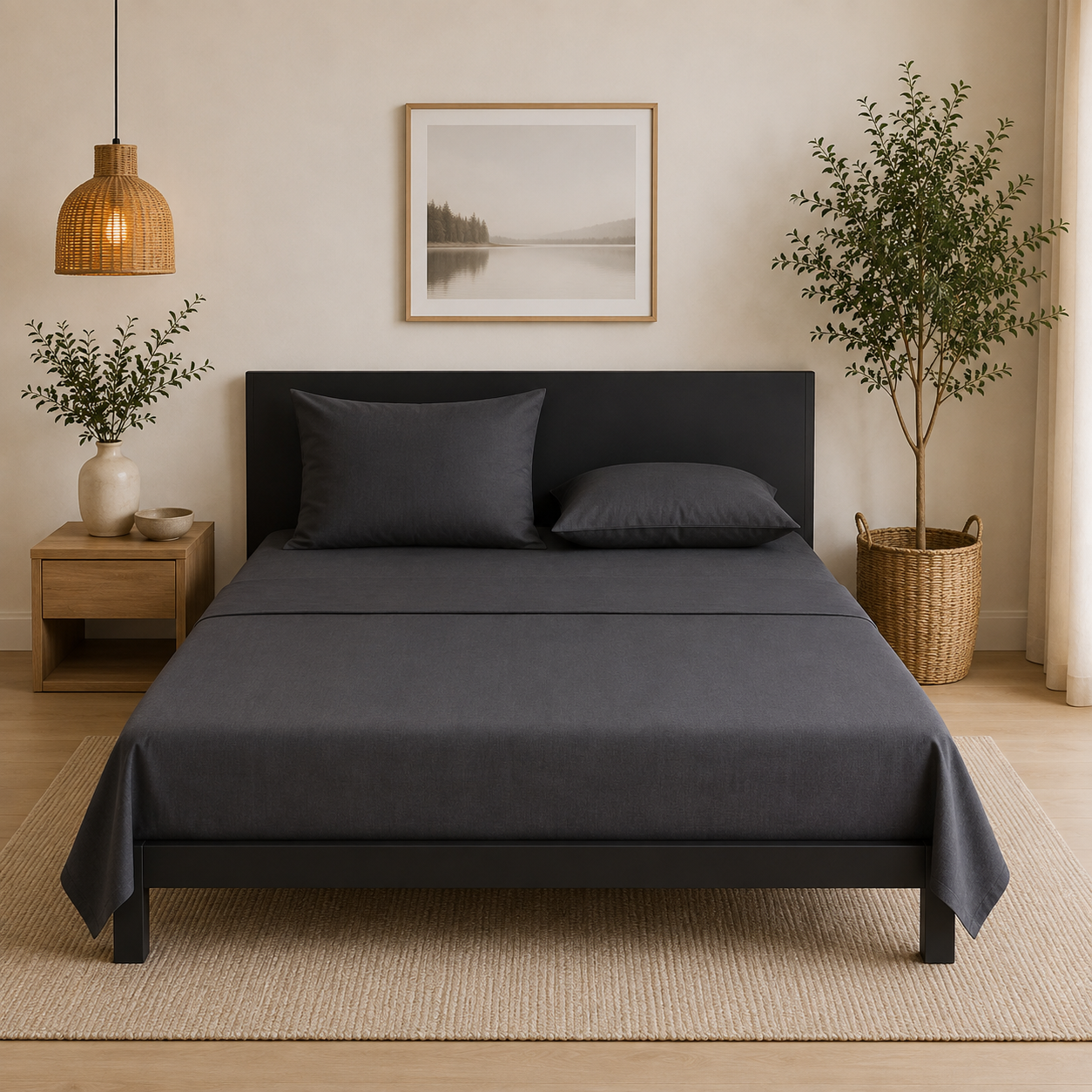 1 Super Soft Breathable Flat Bed Sheet - Charcoal