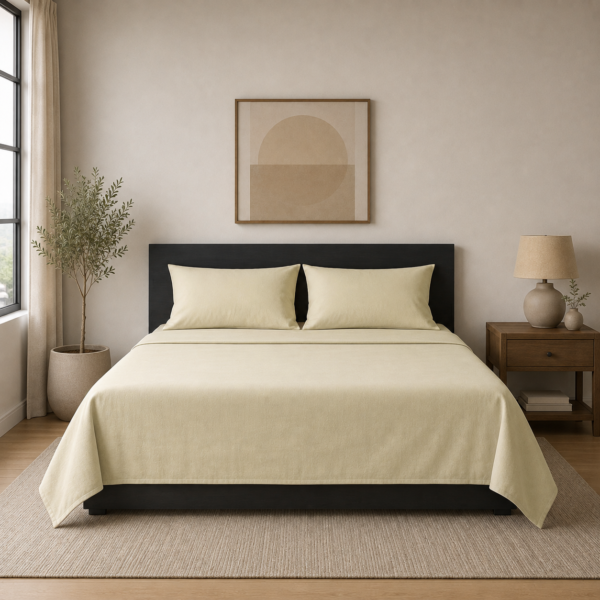 Super Soft Breathable Flat Bed Sheet - Cream