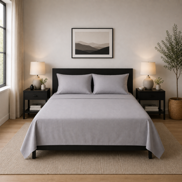 Super Soft Breathable Flat Bed Sheet - Grey