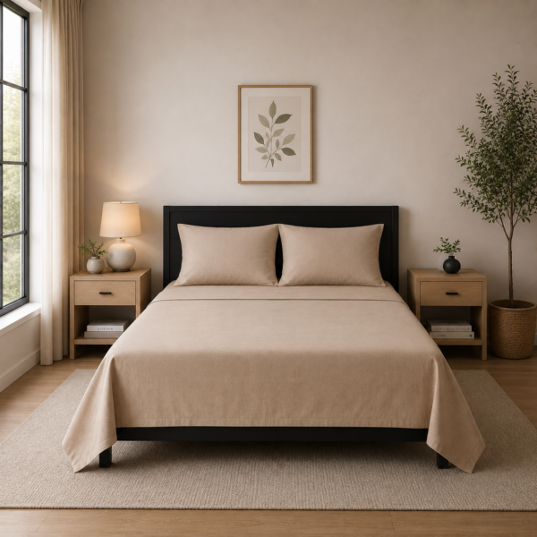 Super Soft Breathable Flat Bed Sheet - Natural