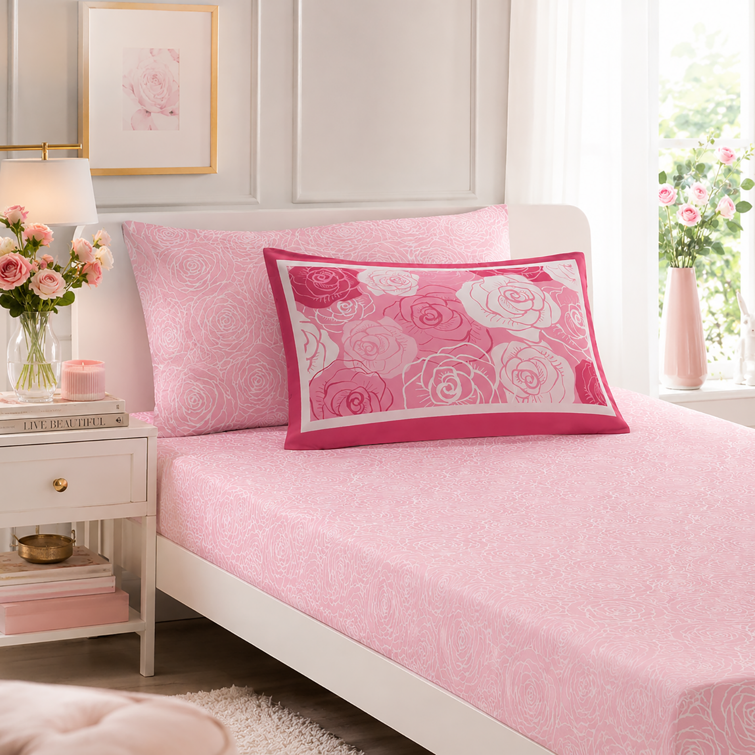 1 Modern Kids Blossom Sheet Cover Set - Blush Pink