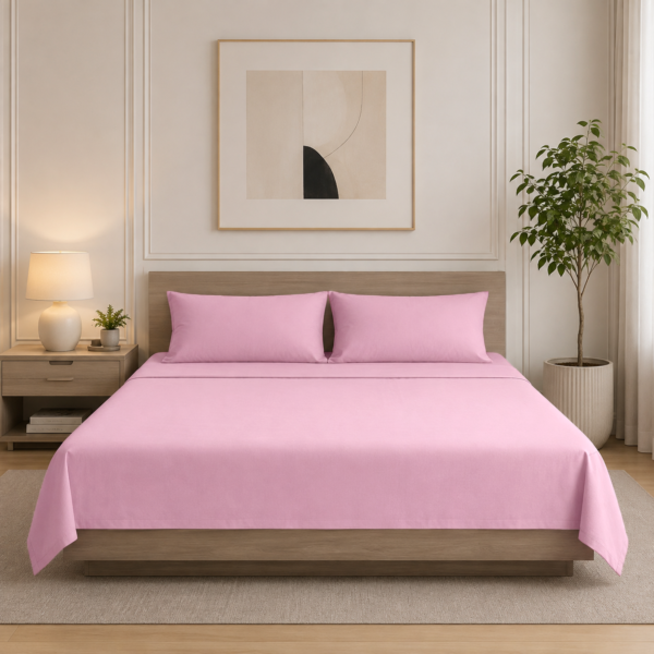 Super Soft Breathable Flat Bed Sheet - Pink