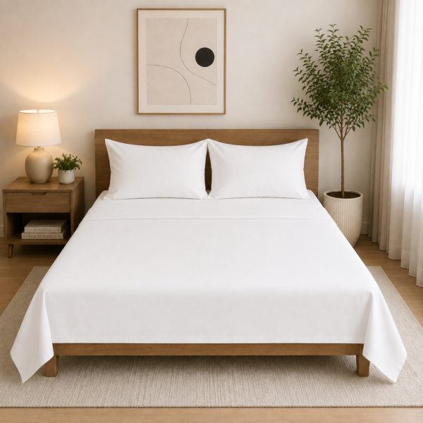 Super Soft Breathable Flat Bed Sheet - White