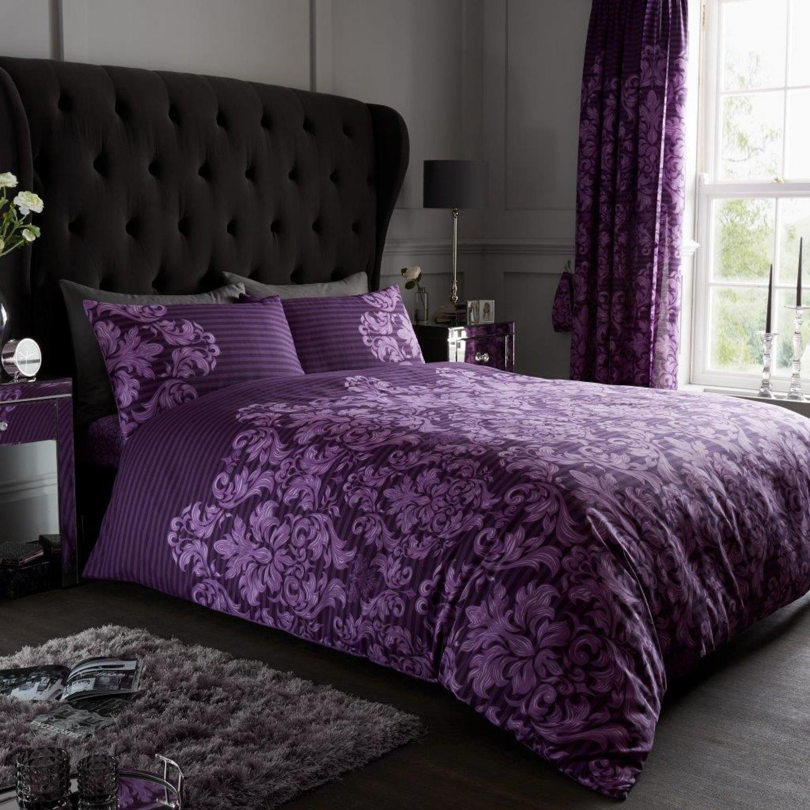 11152880-printed-duvet-set-empire-damask-king-purple-1 Floral Damask Duvet Cover Set - Purple