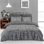 Abstract Textured Duvet Cover Set - Grey/Black