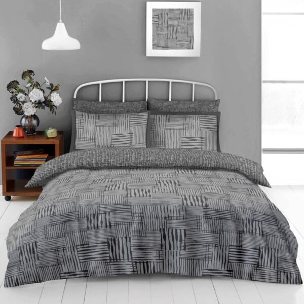 Abstract Textured Duvet Cover Set - Grey/Black