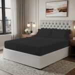 200 Thread Count Fitted Sheet - Black - Image 4