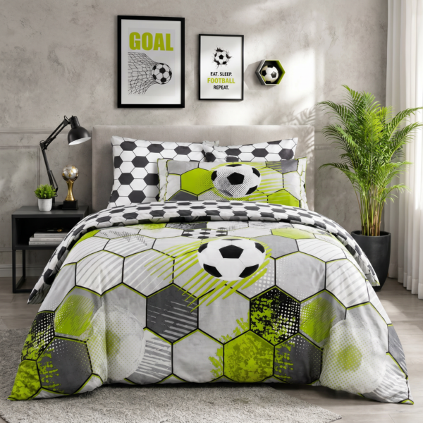 Premium Kids Football Duvet Cover Set - Grey