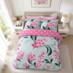 Floral Polycotton Duvet Set - Pink