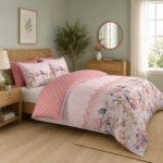 Floral Birds Duvet Cover Set - Pink