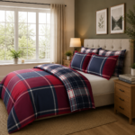 Modern Textured Check Duvet Cover Set - Red