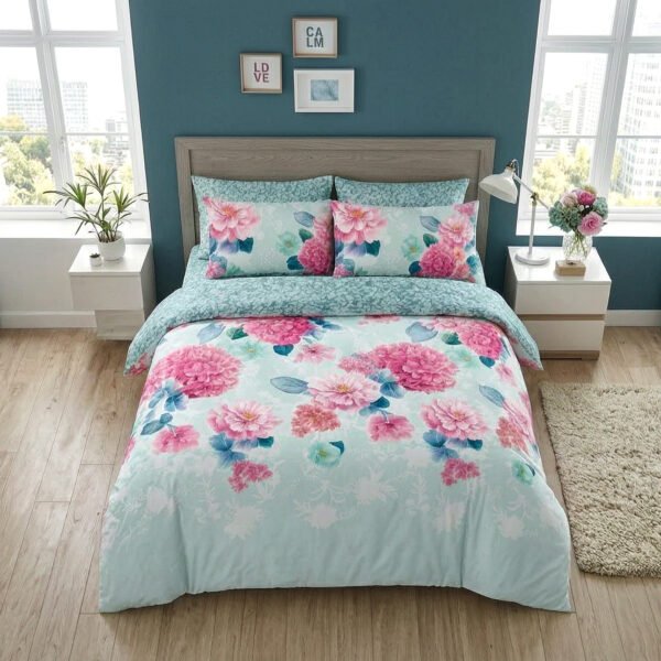 Luxury Floral Complete Bedding Set - Aqua