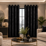 Crushed Velvet Blackout Curtains - Black