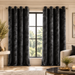 Crushed Velvet Blackout Curtains - Charcoal