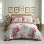 Floral Complete Bedding Set - Sage Green/Pink