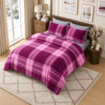Teddy Fleece Check Duvet Cover Set Mulberry