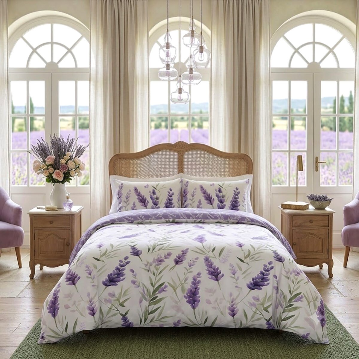 Botanical Leaves Duvet Cover Set Purple