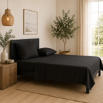 Super Soft Breathable Flat Bed Sheet - Black
