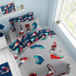 Kids Sneaker Duvet Cover Set - Navy Blue/Grey