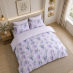 Botanical Leaf Duvet Cover Set - Purple