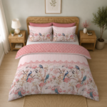 Floral Birds Duvet Cover Set - Pink