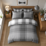 Modern Textured Check Duvet Cover Set - Grey