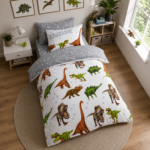 Soft Dino Adventure Duvet Cover Set - White/Grey