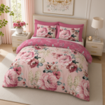 Luxury Butterfly Floral Duvet Cover Set - Pink