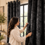 Crushed Velvet Blackout Curtains - Charcoal
