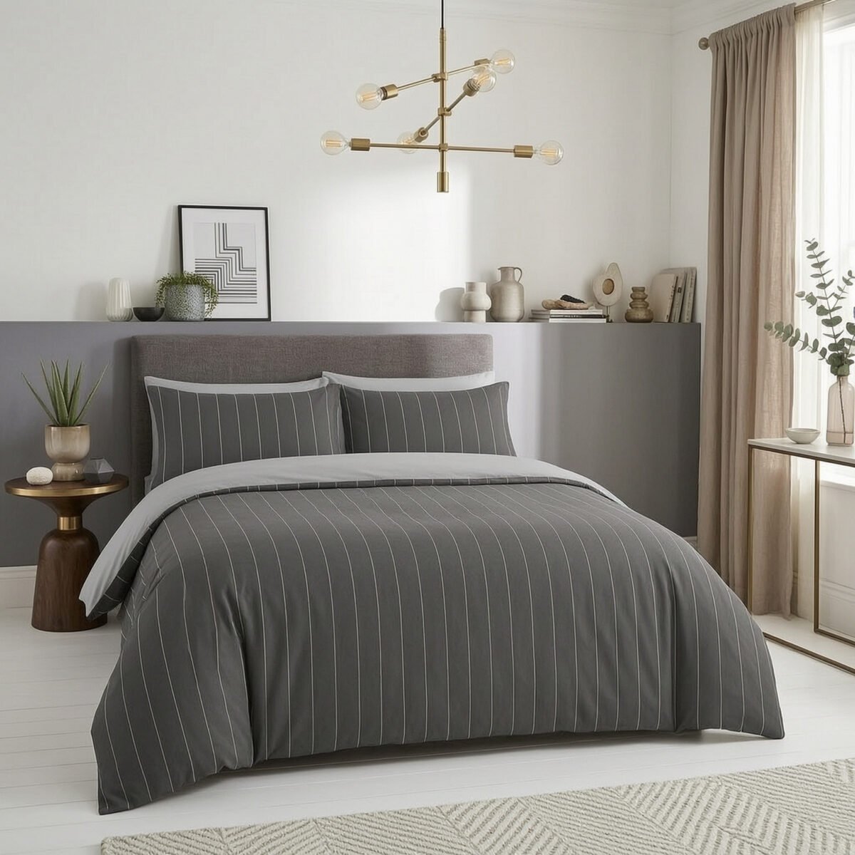 Grid Check Reversible Complete Set - Grey/White