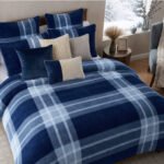 Teddy Fleece Check Duvet Cover Set Navy