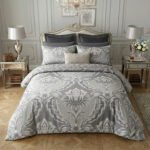 Damask Duvet Cover Set Grey