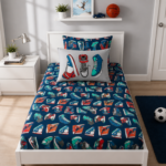 Kids Sneaker Sheet Cover Set - Navy Blue/Grey