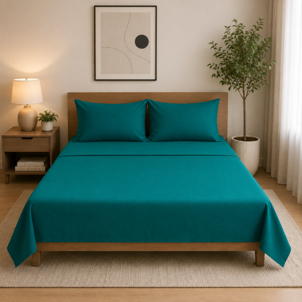 Super Soft Breathable Flat Bed Sheet - Deep Teal
