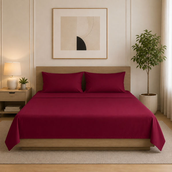 Super Soft Breathable Flat Bed Sheet - Red