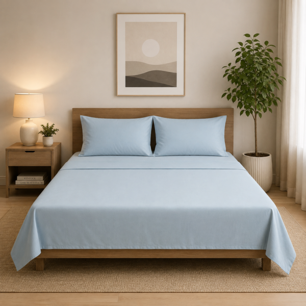 Super Soft Breathable Flat Bed Sheet - Sky Blue
