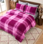 Teddy Fleece Check Duvet Cover Set Mulberry