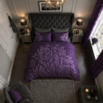Floral Damask Duvet Cover Set - Purple - Image 5