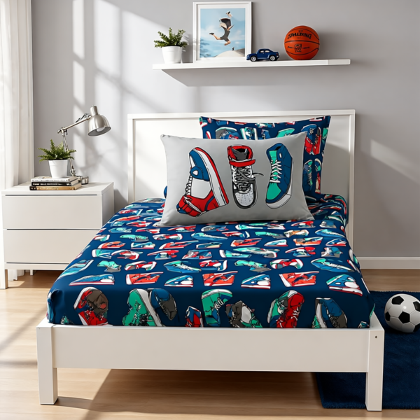 Kids Sneaker Sheet Cover Set - Navy Blue/Grey